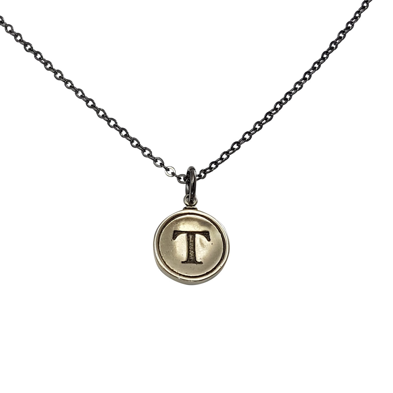 Initial Letter Necklace - Silver White Bronze - Gwen Delicious Jewelry Designs