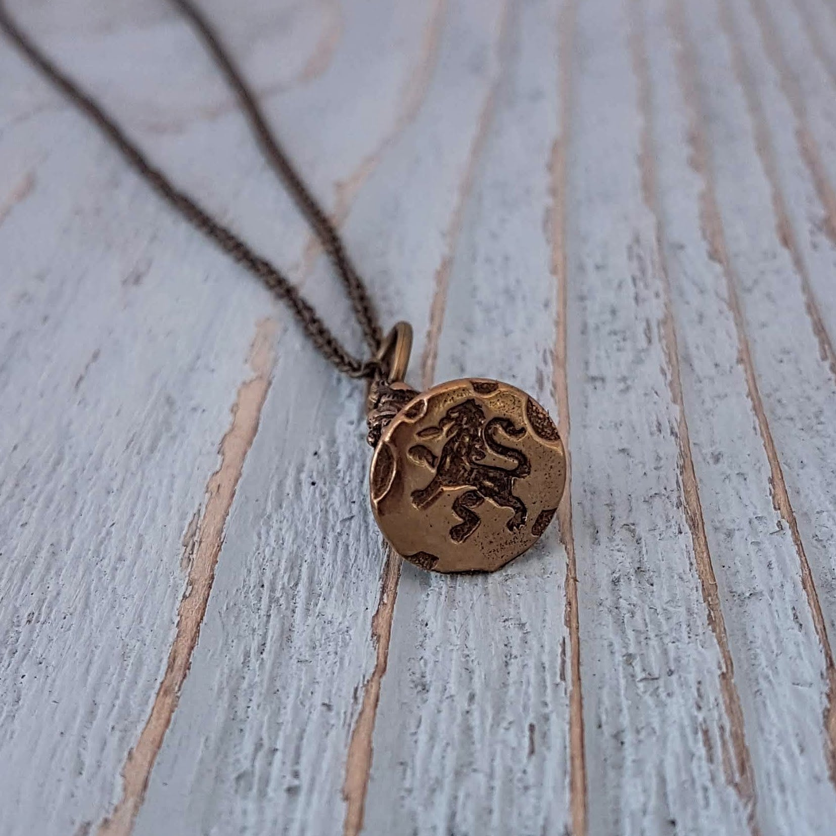 Rampant Lion Wax Seal Stamper Necklace - Gwen Delicious Jewelry Designs