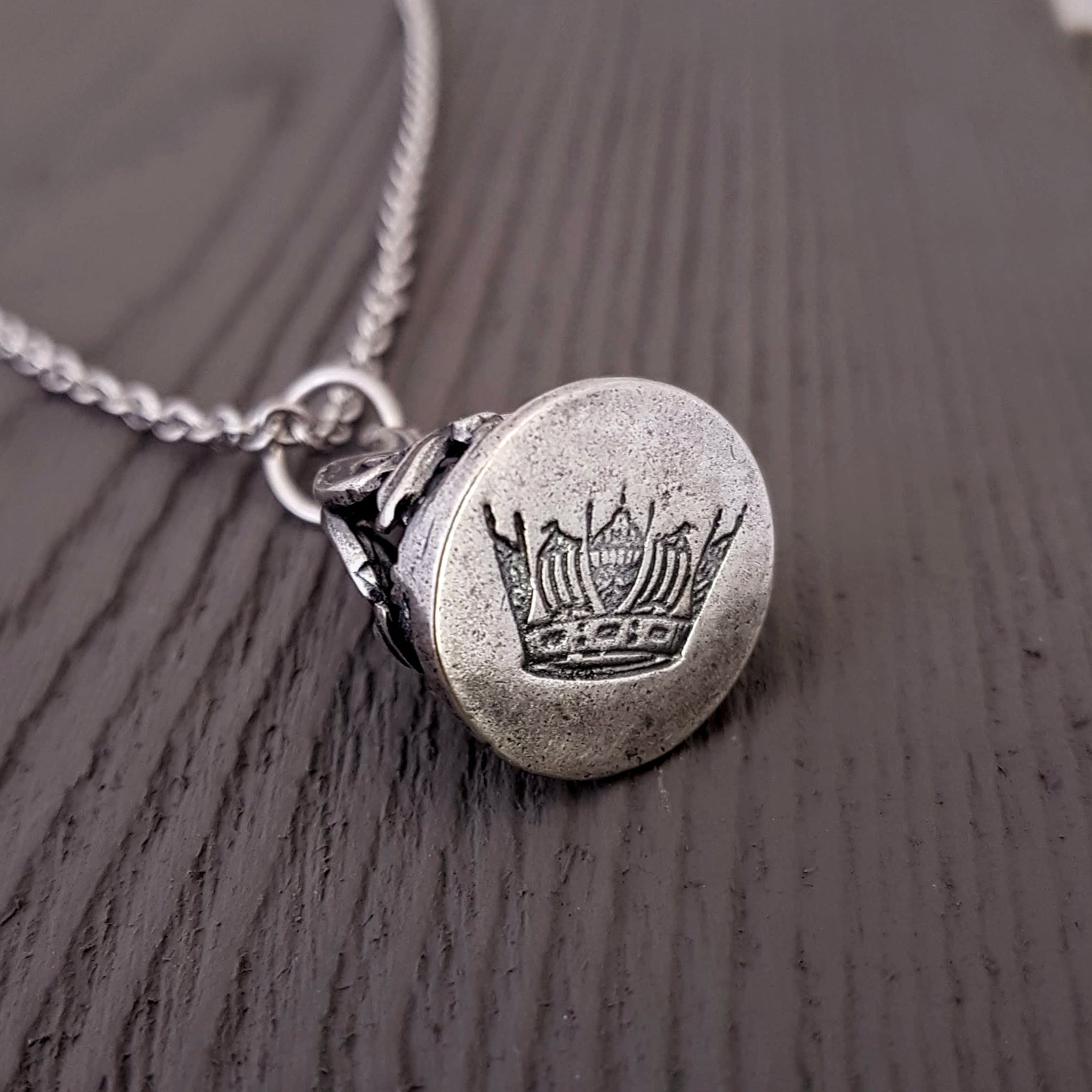 Crown Wax Seal Stamper Necklace - Gwen Delicious Jewelry Designs