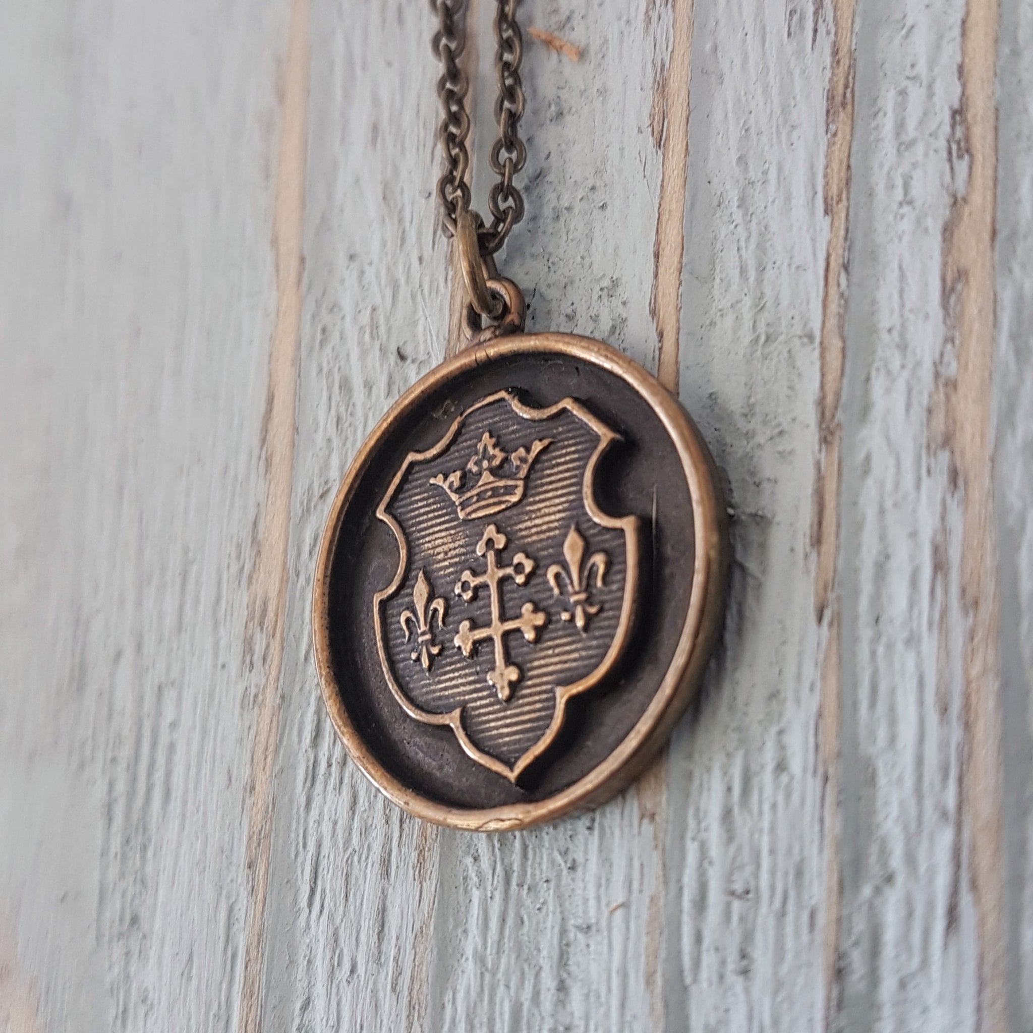 Coat of Arms Wax Seal Necklace - Gwen Delicious Jewelry Designs