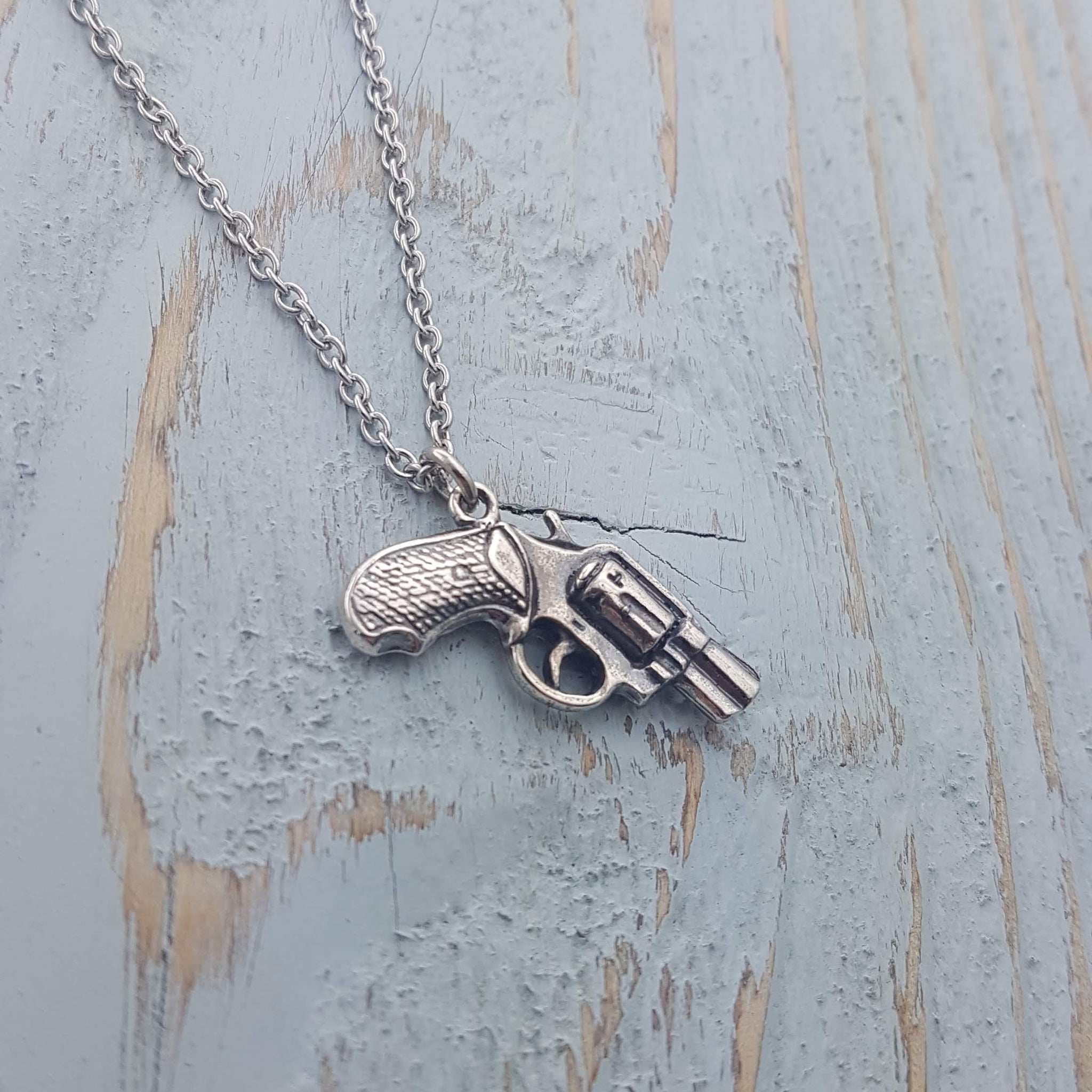 Revolver Pistol Gun Necklace - Gwen Delicious Jewelry Designs