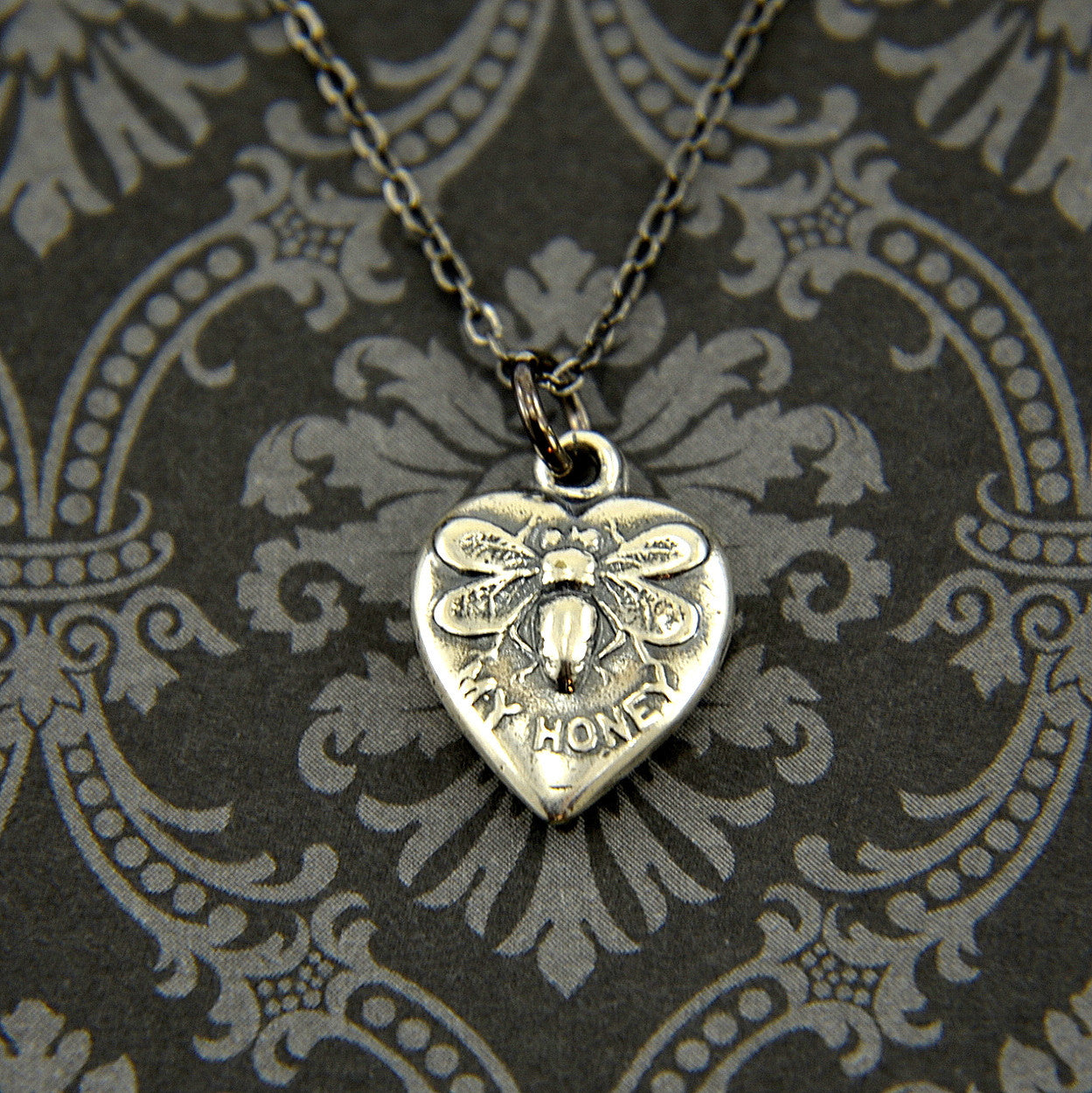 Vintage Heart Honey Bee Necklace - Gwen Delicious Jewelry Designs