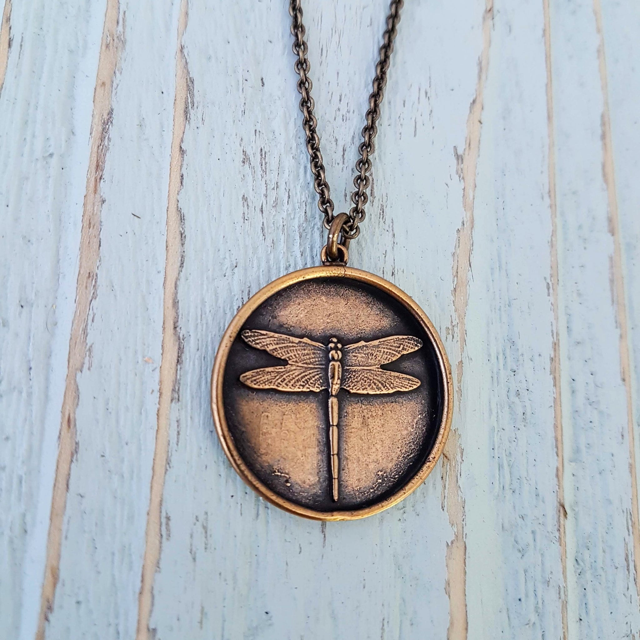 Personalized Gold Necklace, Dragonfly Jewelry, Insect Necklace, Engraved Gift for Mom, Simple Disc Pendant, Round Disc Jewelry Custom Length - Gwen Delicious Jewelry Designs