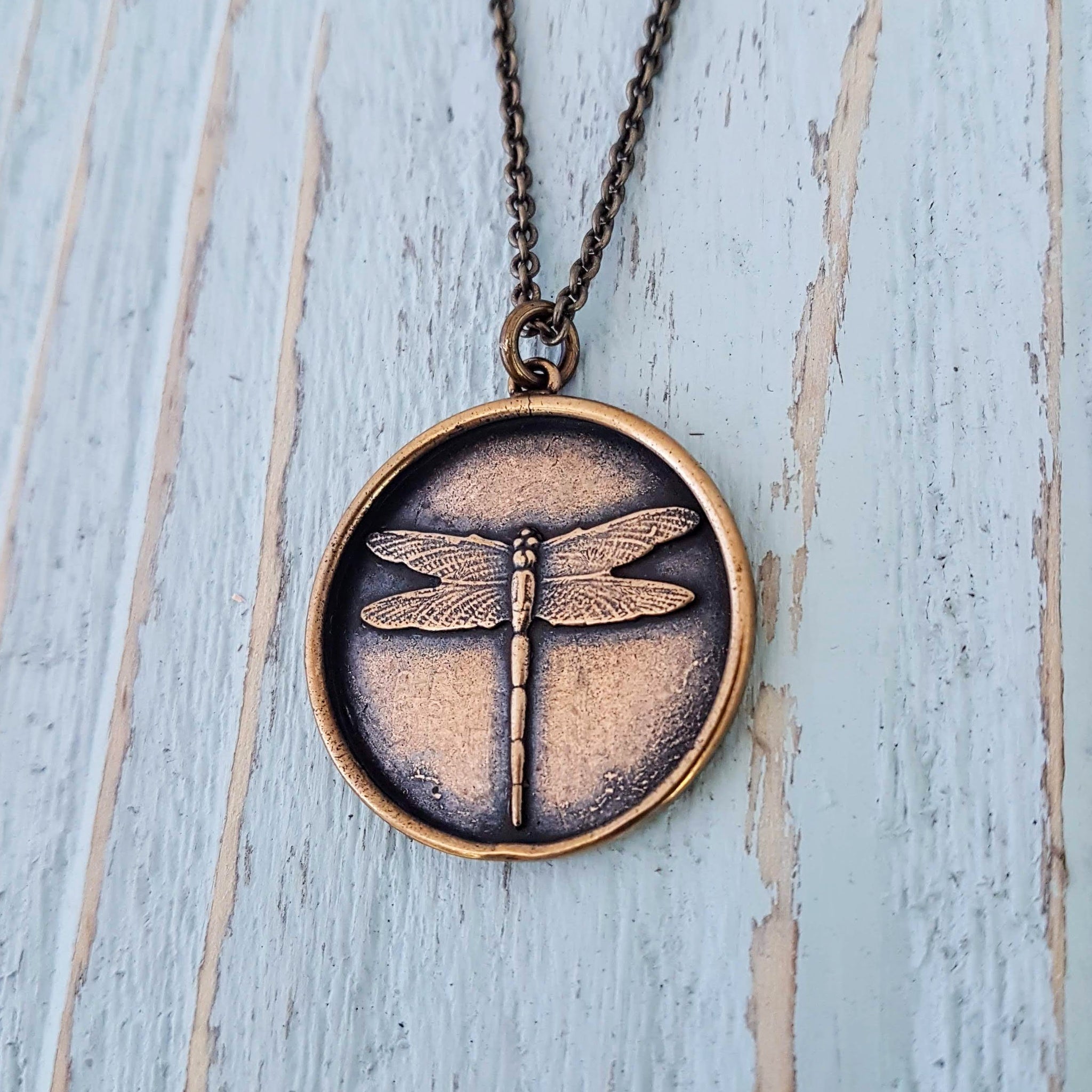 Personalized Gold Necklace, Dragonfly Jewelry, Insect Necklace, Engraved Gift for Mom, Simple Disc Pendant, Round Disc Jewelry Custom Length - Gwen Delicious Jewelry Designs