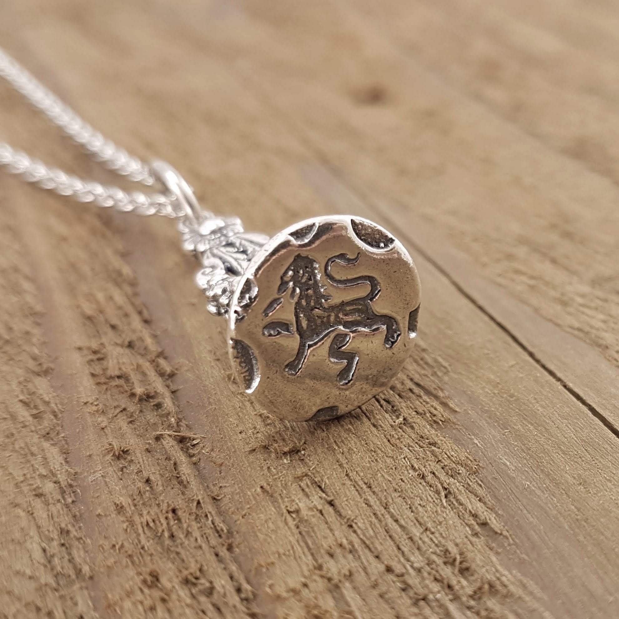 Silver Lion Rampant Wax Seal Stamper Necklace Lion Pendant Royal, Wax Seal Jewelry, Wax Seal Charm, Victorian Jewelry, Gift for Writer - Gwen Delicious Jewelry Designs