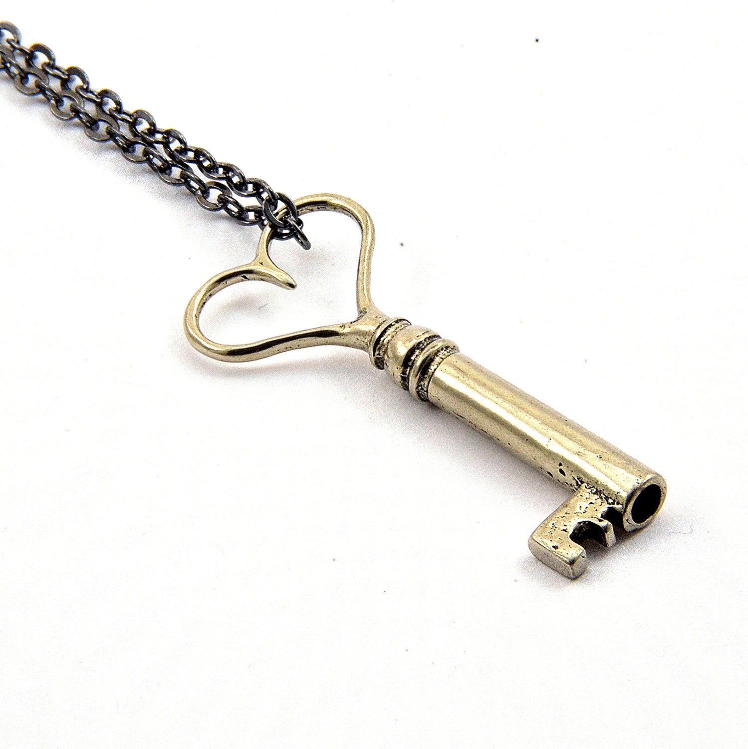 Heart Skeleton Key Necklace - Gwen Delicious Jewelry Designs